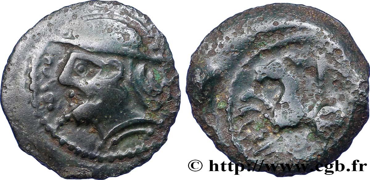 GALLIA BELGICA - SUESSIONES (Regione de Soissons) Bronze CRICIRV, barbu BB/q.BB