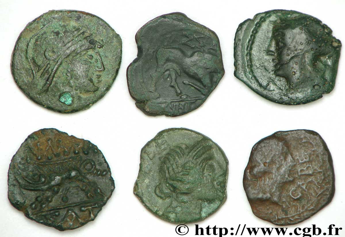 SUD-EST DE LA GAULE Lot de 6 petits bronzes lot