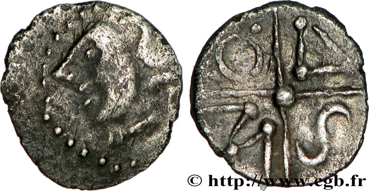 SÉQUANES (Région de Besançon) Obole à la croix, MASO tête à gauche, type du coin d’Arbois TTB