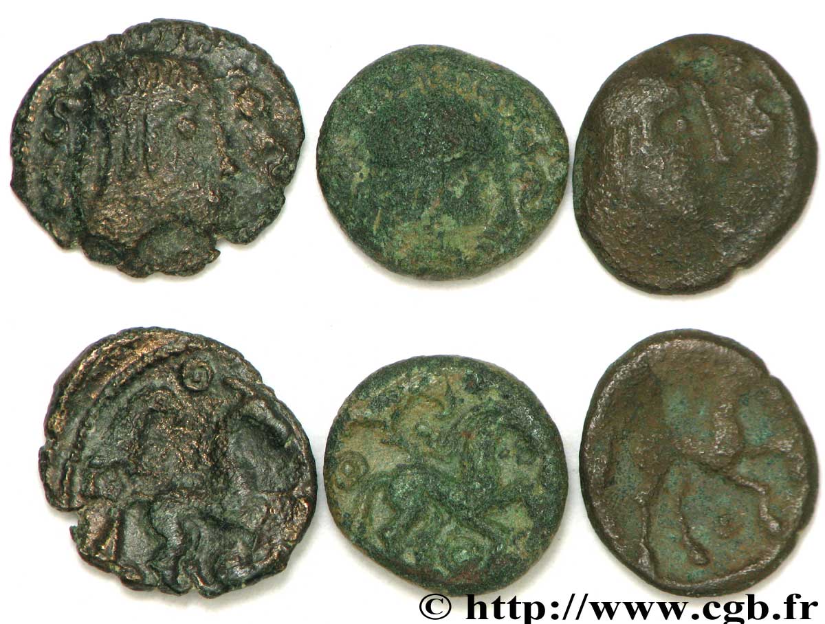 GALLIA BELGICA - AMBIANI (Regione di Amiens) Lot de 3 bronzes au cheval et à la tête aux cheveux calamistrés lotto