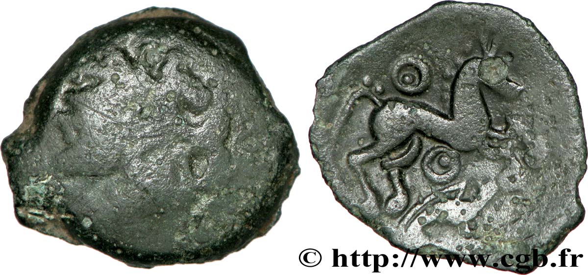 GALLIA - AULERCI EBUROVICES (Regione d Evreux) Bronze au cheval et au sanglier q.MB/BB
