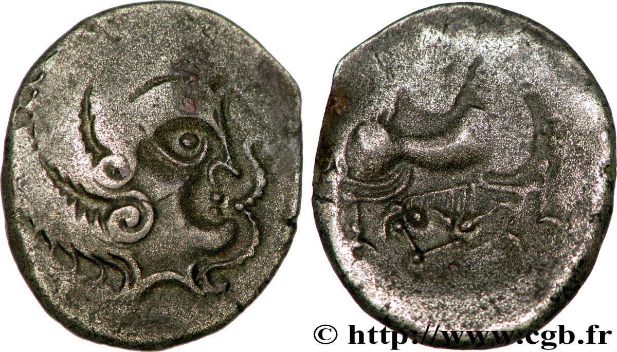 GALLIEN - ARMORICA - CORIOSOLITÆ (Region die Corseul, Cotes d Armor) Statère de billon, classe II au nez pointé fVZ/SS