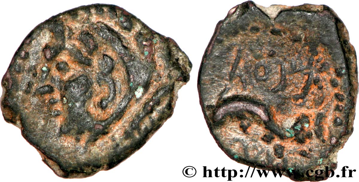 HISPANIA - GADIR/GADES (Provincia of Cadiz) Quadrans de bronze à la tête de Melqart et au dauphin BC+