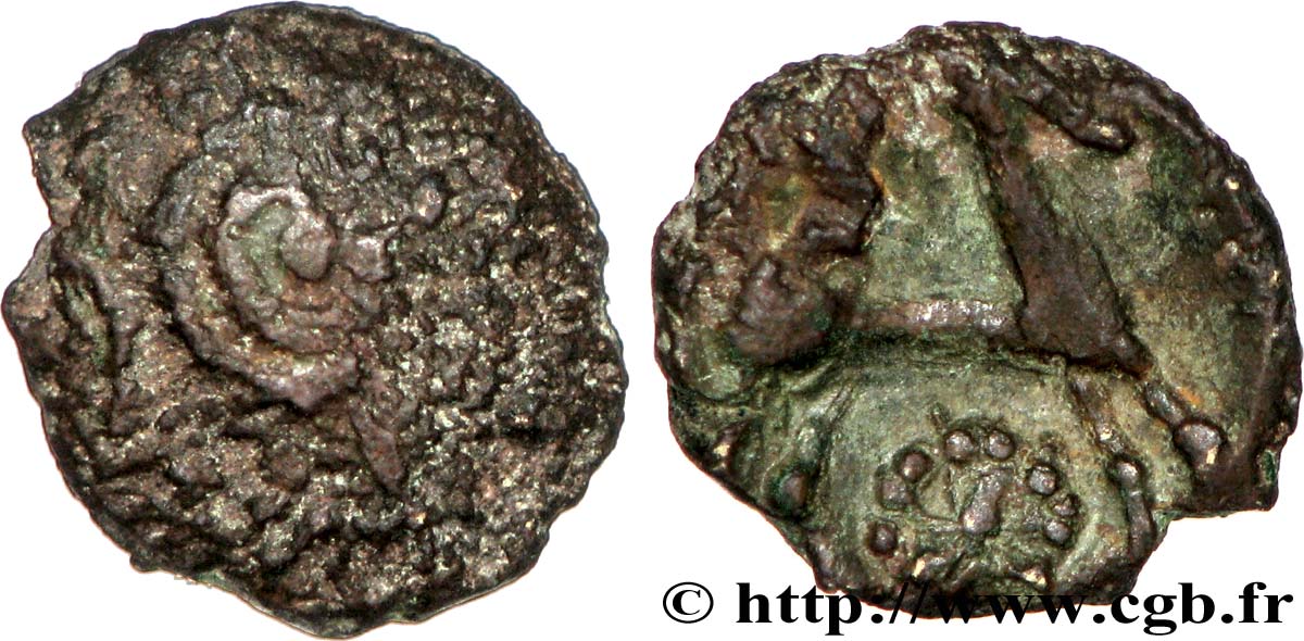 ÆDUI / ARVERNI, UNSPECIFIED Quart de statère de bronze, type de Siaugues-Saint-Romain F/AU