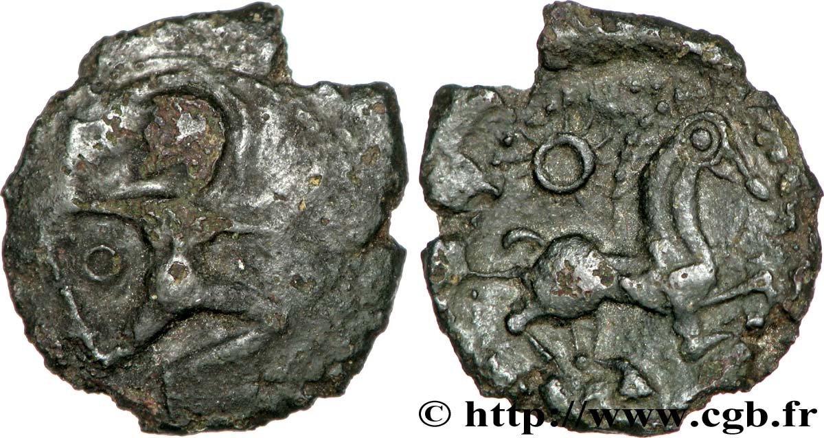 GALLIEN - BELGICA - BELLOVACI (Region die Beauvais) Bronze au personnage courant, à l’astre S/fVZ