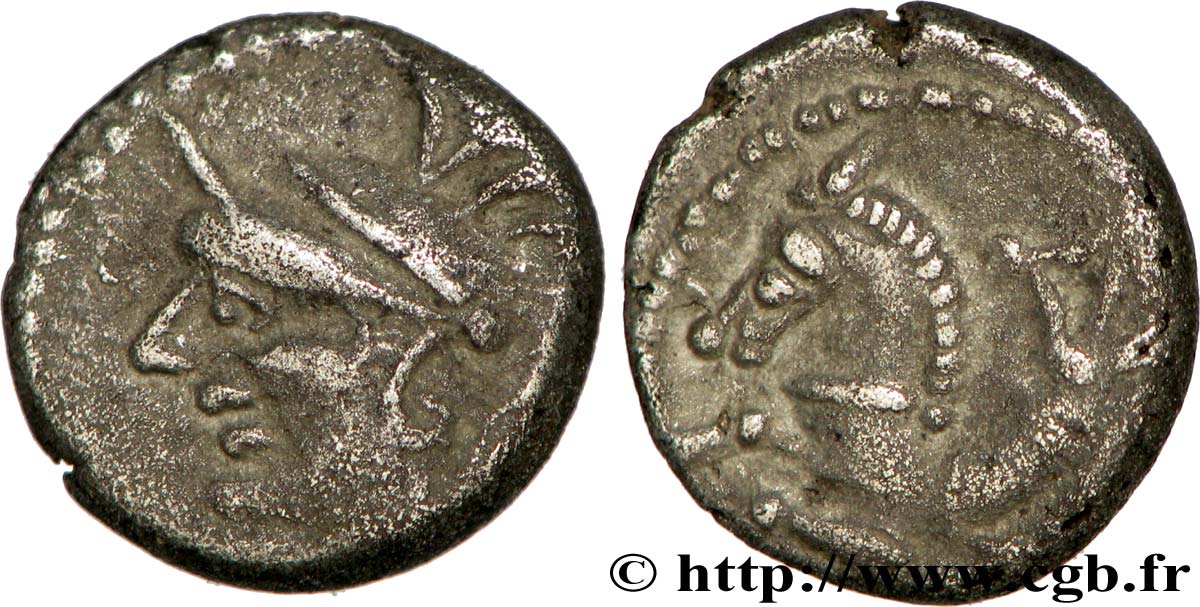 ALLOBROGES (Région du Dauphiné) Denier à l’hippocampe, tête à gauche TTB
