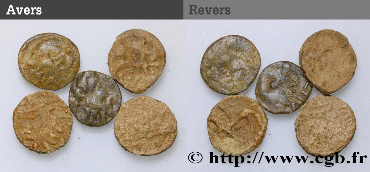 DANUBIAN CELTS - TETRADRACHMS IMITATIONS OF PHILIP II AND HIS SUCCESSORS Lot de 5 drachmes au cavalier, en plomb lot