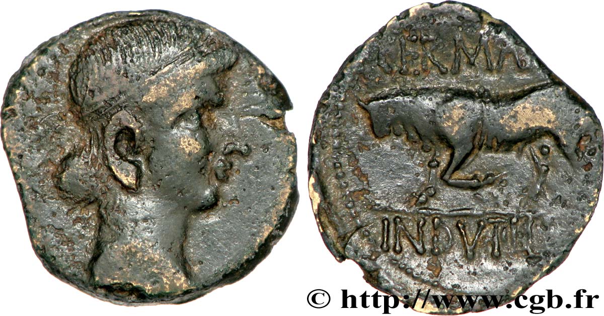 GALLIEN - BELGICA - REMI (Region die Reims) Bronze GERMANVS INDVTILLI au taureau (Quadrans) SS/fVZ