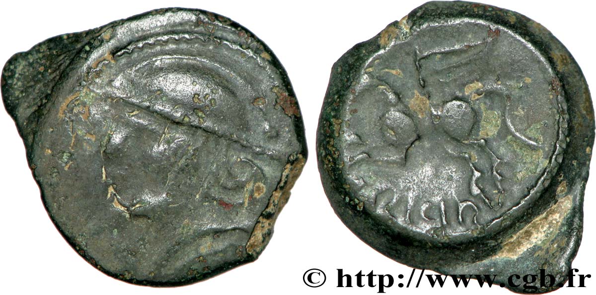 GALLIA BELGICA - SUESSIONES (Región de Soissons) Bronze CRICIRV, barbu BC/MBC
