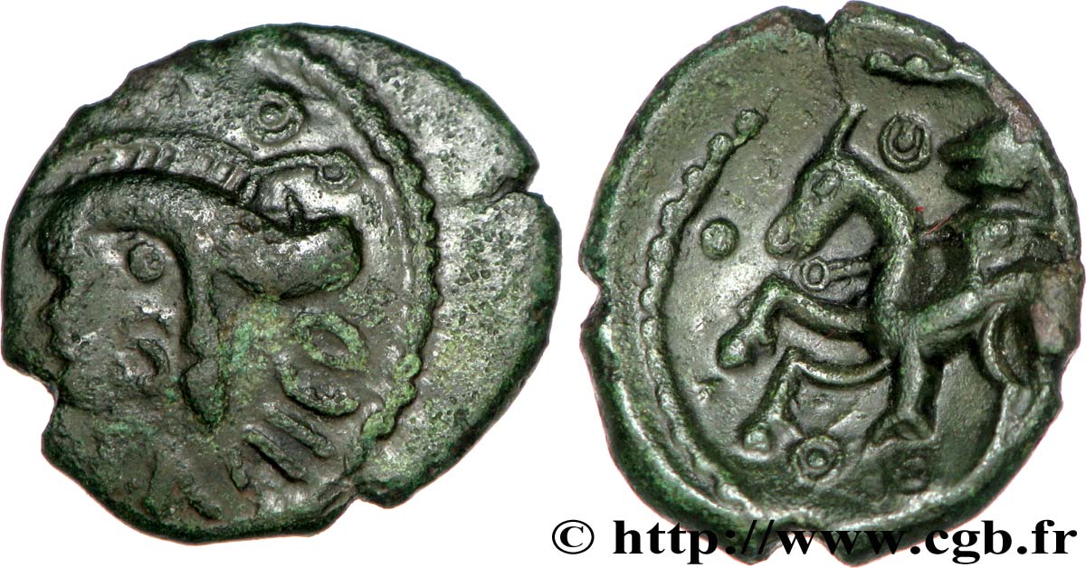GALLIA BELGICA - AMBIANI (Región de Amiens) Bronze VACIICO, au sanglier et au cavalier MBC/EBC