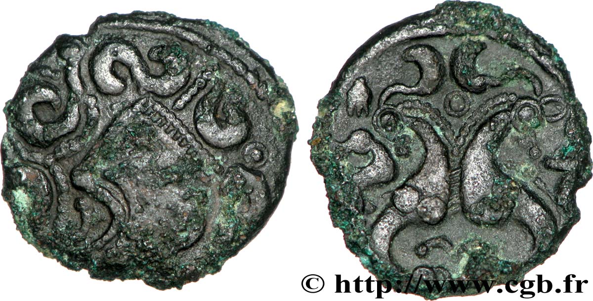 GALLIA BELGICA - AMBIANI (Regione di Amiens) Bronze aux hippocampes adossés, BN. 8526 q.SPL