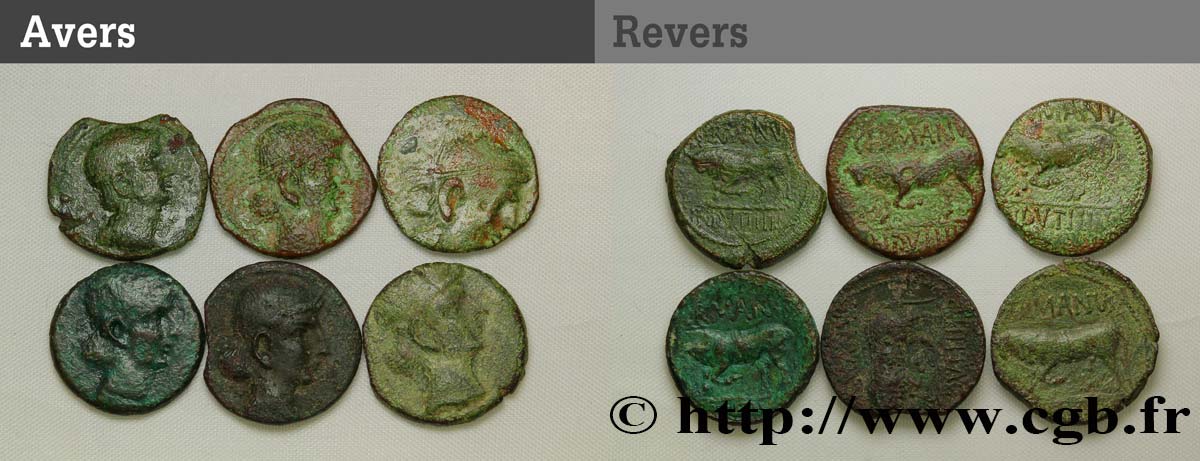 GALLIA BELGICA - REMI (Regione di Reims) Lot de 6 bronzes GERMANVS INDVTILLI au taureau (Quadrans) lotto