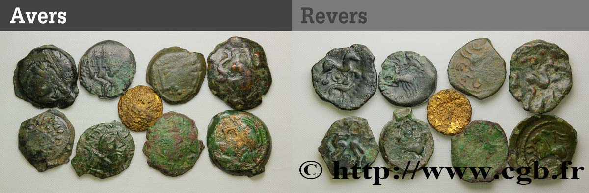 Gallia Lot de 8 bronzes variés et 1 quart de statère lote