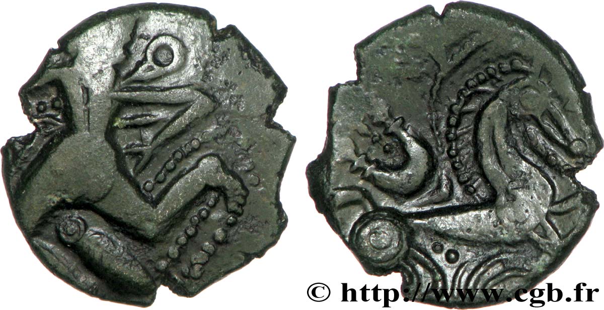 GALLIA - BELGICA - BELLOVACI (Regione di Beauvais) Bronze au personnage courant, à l’astre rayonnant SPL