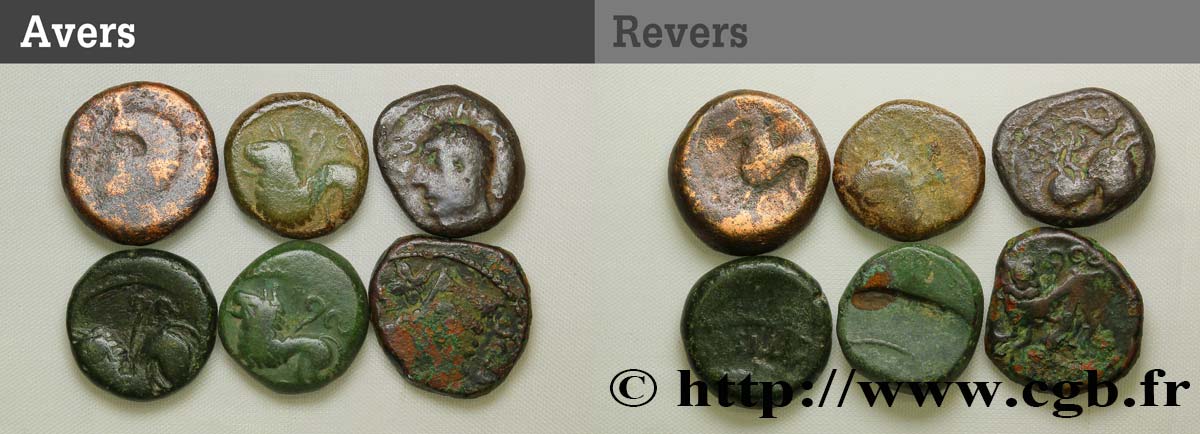 RÈMES (Région de Reims) Lot de 6 bronzes ATISIOS REMOS, classes variées lot