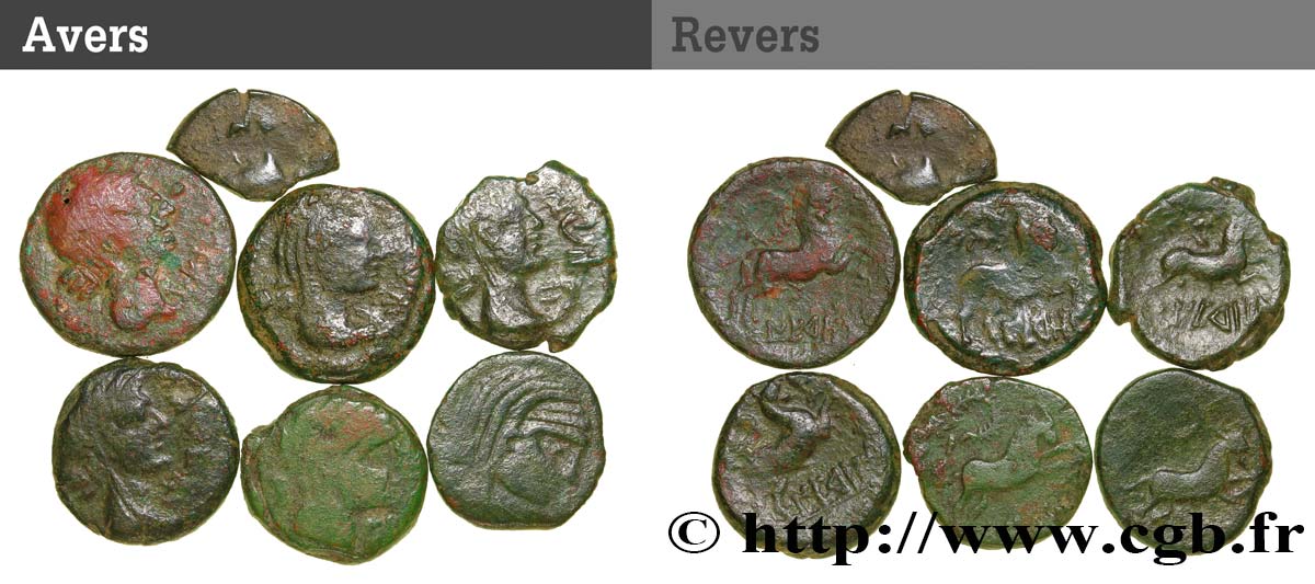 GALLIA - NEDENES (oppidum of Montlaures) Lot de 6 unités ou bronzes au taureau et 1 fragmentaire lot