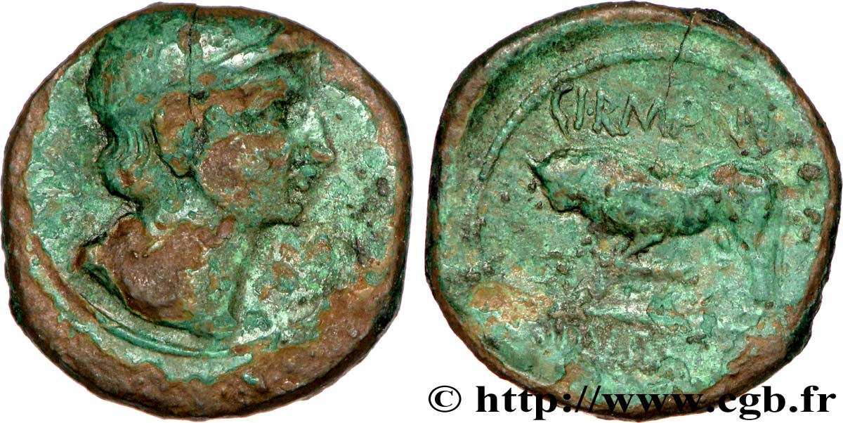 GALLIA BELGICA - REMI (Región de Reims) Bronze GERMANVS INDVTILLI au taureau (Quadrans) BC