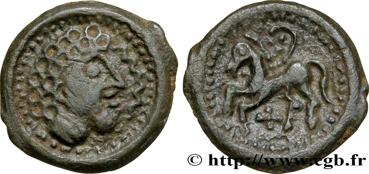GALLIA BELGICA - SUESSIONES (Area of Soissons) Potin au cheval, classe II VF/AU