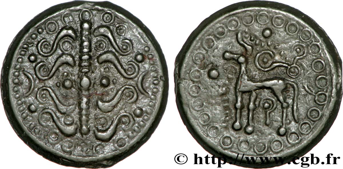 GALLIA BELGICA - SUESSIONES (Area of Soissons) Potin dit “au rameau B”, classe IIIa AU