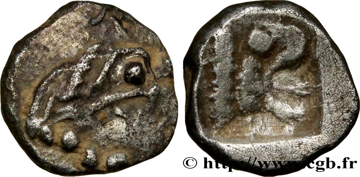 MASSALIA - MARSEILLE Hémiobole du trésor d Auriol à la tête de griffon et à la tête de lion à droite TTB+/TTB