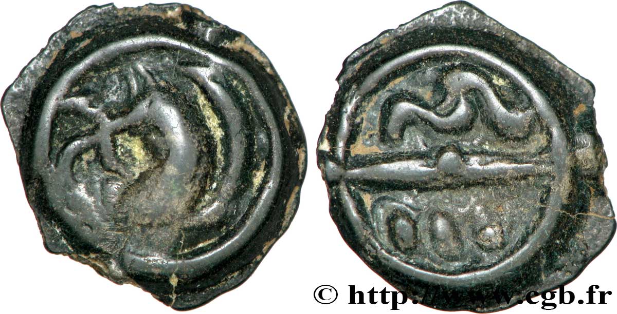 GALLIA - CALETI (Area of Pays de Caux) Potin aux esses et aux chevrons, avers au swastika - revers varié AU/AU