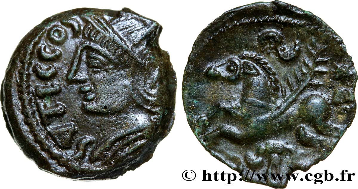 VÉLIOCASSES (Région du Vexin normand) Bronze SVTICOS, classe III à la tête casquée SUP