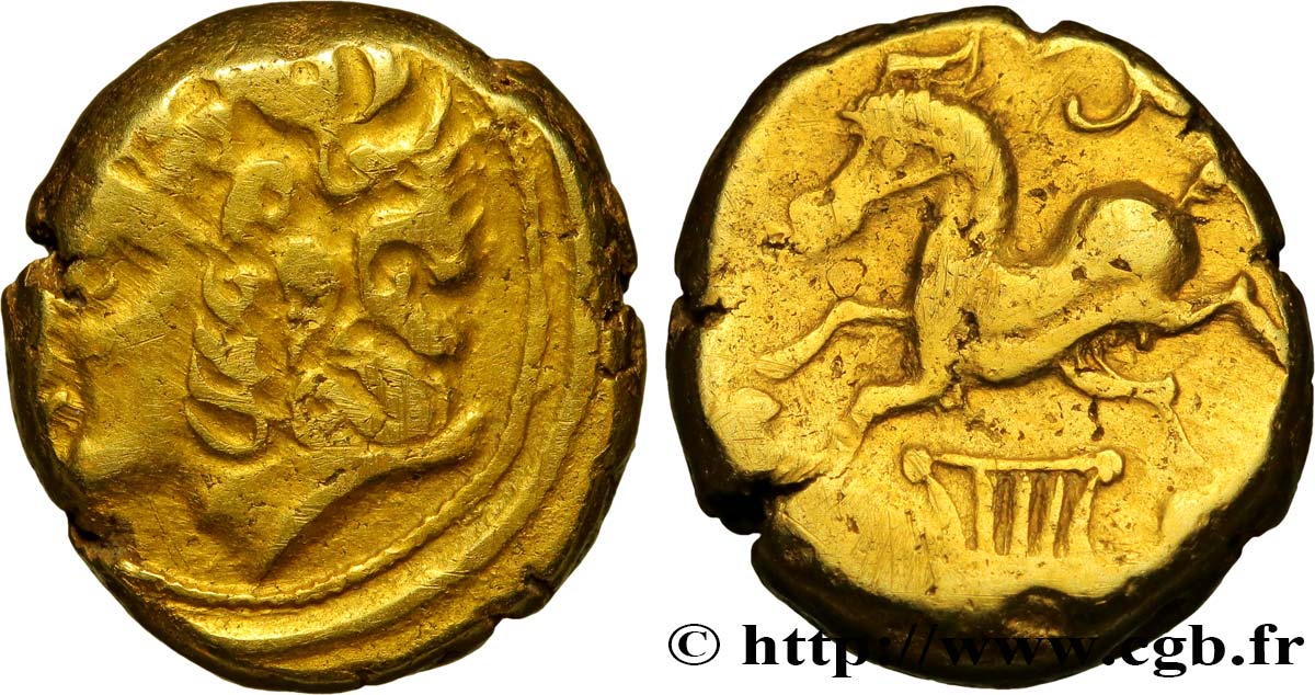 ARVERNES (Région de Clermont-Ferrand) Statère d’or pâle à la lyre - BN. 3741 TTB