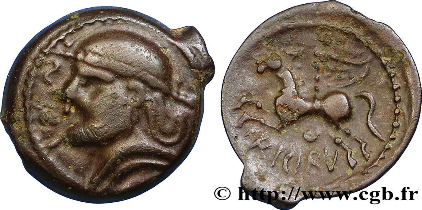 GALLIA BELGICA - SUESSIONES (Región de Soissons) Bronze CRICIRV, barbu BC+/EBC