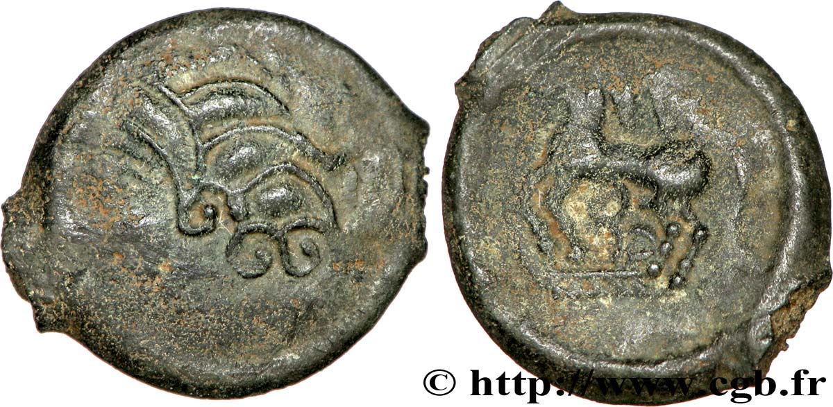 GALLIA - BITURIGES CUBI (Area of Bourges) Bronze au cheval et aux trois annelets XF