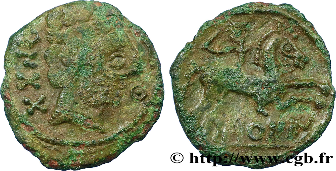 GALLIA BELGICA - AMBIANI (Región de Amiens) Bronze IMONIN au cavalier BC+