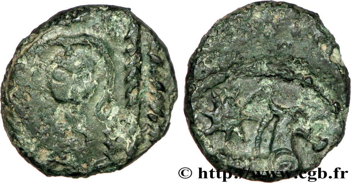 GALLIEN - BELGICA - BELLOVACI (Region die Beauvais) Bronze à la petite tête de face S
