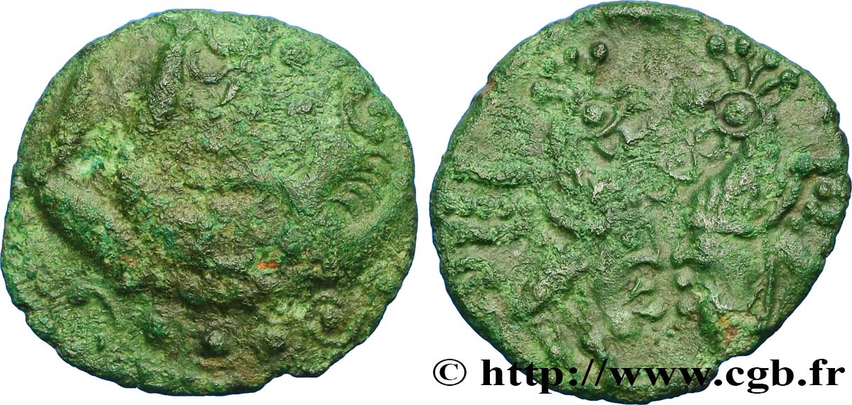 GALLIA - BELGICA - BELLOVACI (Regione di Beauvais) Bronze “au nageur et aux coqs affrontés” q.MB/q.BB