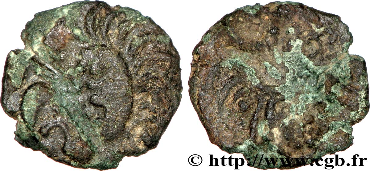 GALLIEN - BELGICA - BELLOVACI (Region die Beauvais) Bronze au coq à tête humaine S