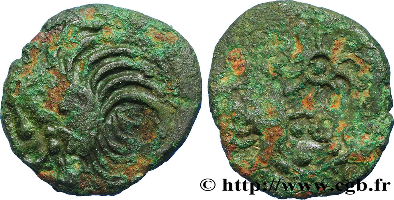 GALLIA - BELGICA - BELLOVACI (Región de Beauvais) Bronze au coq à tête humaine BC+/BC