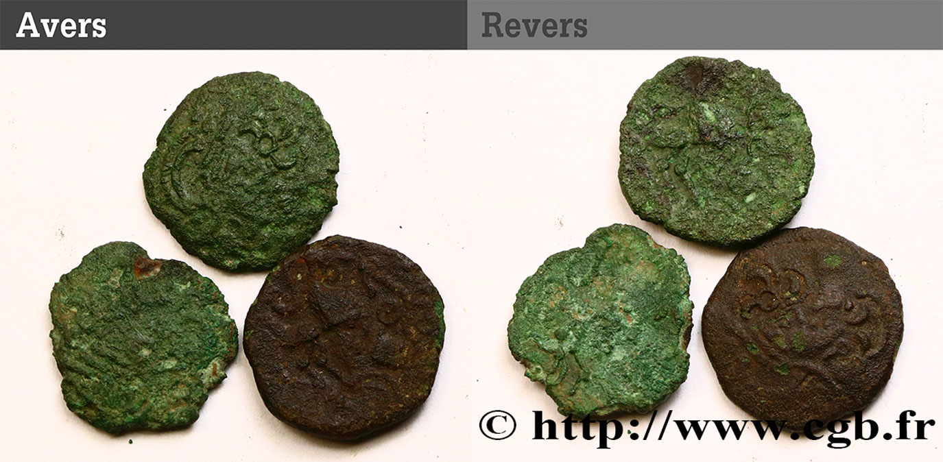 GALLIA - BELGICA - BELLOVACI (Región de Beauvais) Lot de 3 bronzes au coq, “type d’Hallencourt” lote