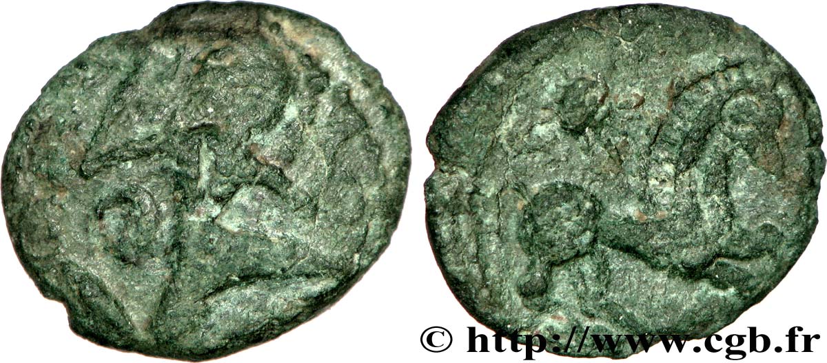 GALLIA - BELGICA - BELLOVACI (Región de Beauvais) Bronze au personnage courant, à l’astre BC+/MBC