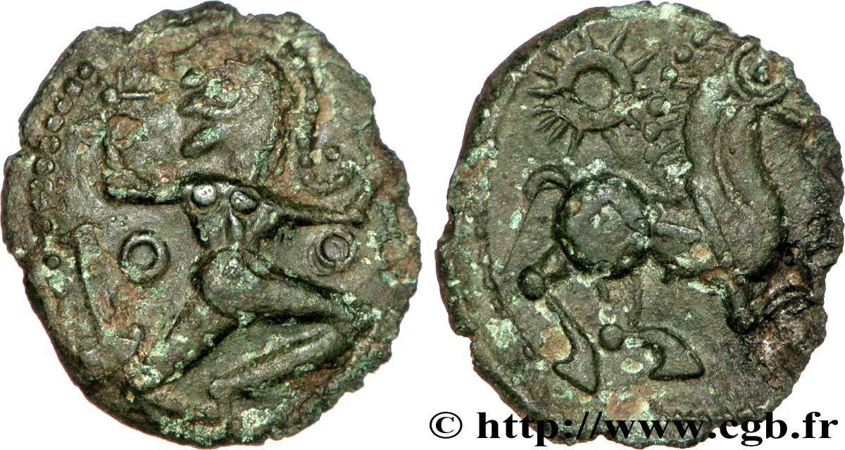 GALLIEN - BELGICA - BELLOVACI (Region die Beauvais) Bronze au personnage courant, à l’astre fSS/SS