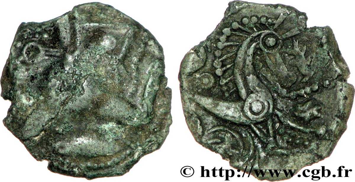 GALLIA - BELGICA - BELLOVACI (Regione di Beauvais) Bronze au personnage courant, à l’astre rayonnant MB/BB