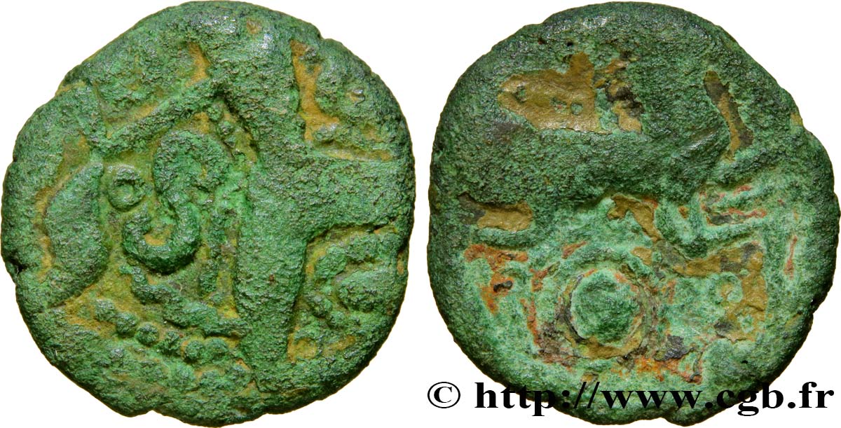 GALLIA - BELGICA - BELLOVACI (Región de Beauvais) Bronze au personnage courant, à l’astre rayonnant BC