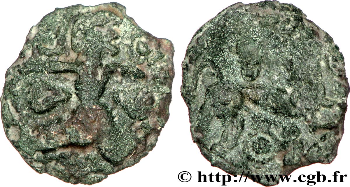 GALLIA - BELGICA - BELLOVACI (Regione di Beauvais) Bronze au personnage courant, aux feuilles et aux épis MB