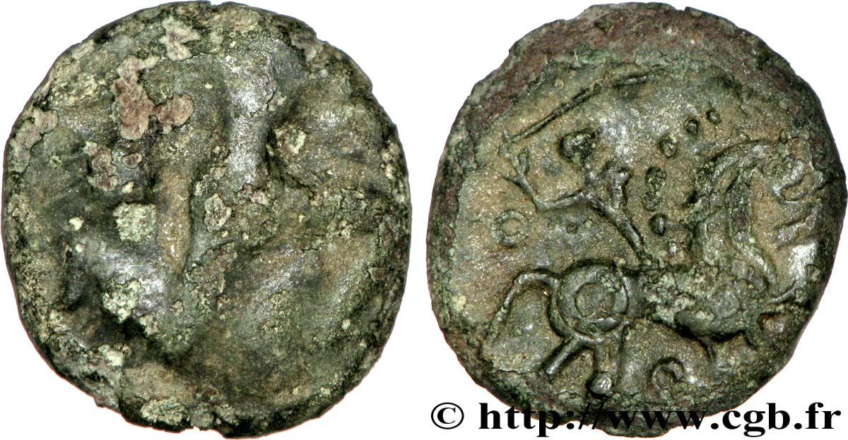 GALLIA - BELGICA - BELLOVACI (Región de Beauvais) Bronze au personnage courant, au cavalier BC/BC+