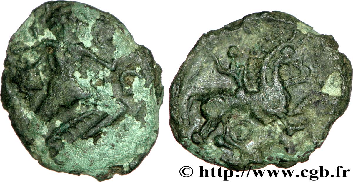 BELLOVAQUES (Région de Beauvais) Bronze au personnage courant, au cavalier TB+/TTB