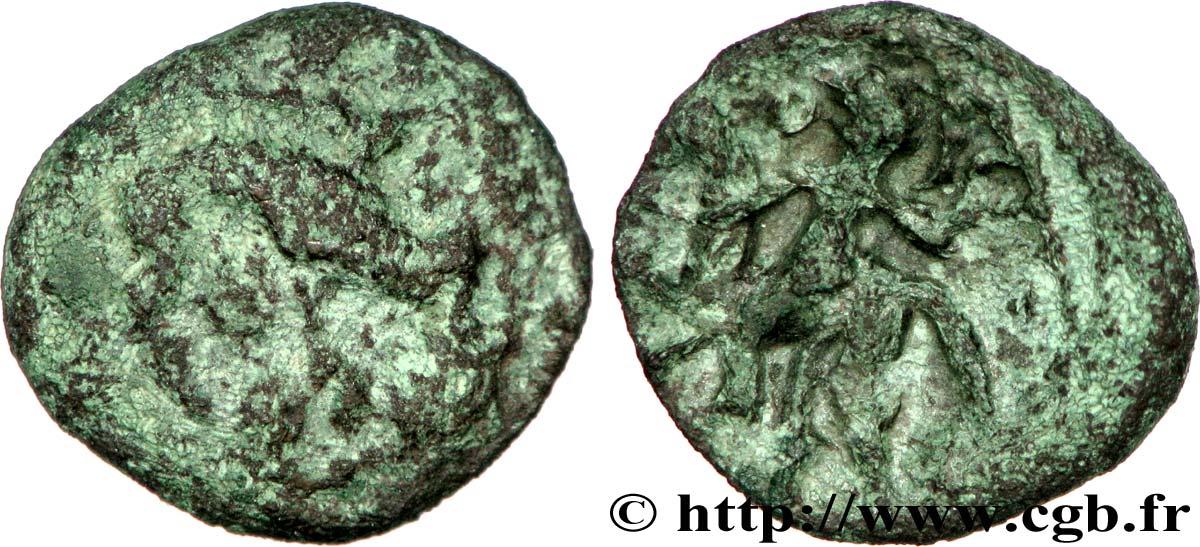 GALLIA BELGICA - AMBIANI (Región de Amiens) Bronze VACIICO, au sanglier et au cavalier BC/BC+