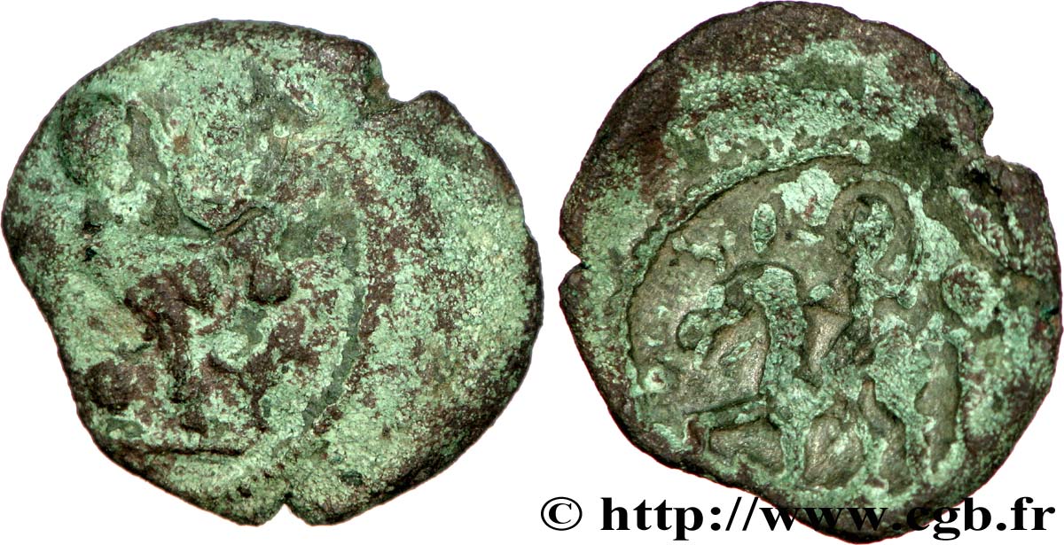 GALLIA BELGICA - AMBIANI (Región de Amiens) Bronze au taureau et au bucrane BC
