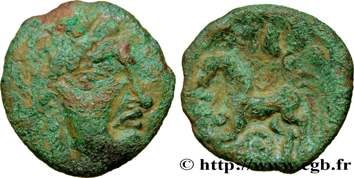 GALLIA BELGICA - AMBIANI (Región de Amiens) Bronze au cheval, BN 8430 BC/BC+