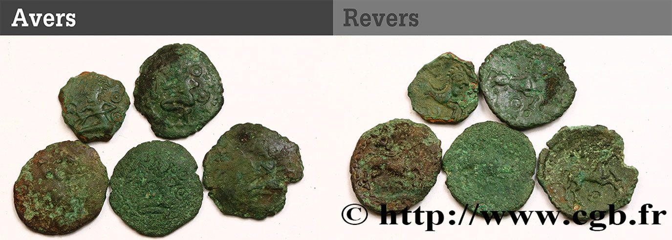 GALLIA - BELGICA - BELLOVACI (Región de Beauvais) Lot de 5 bronzes à l’archer agenouillé lote