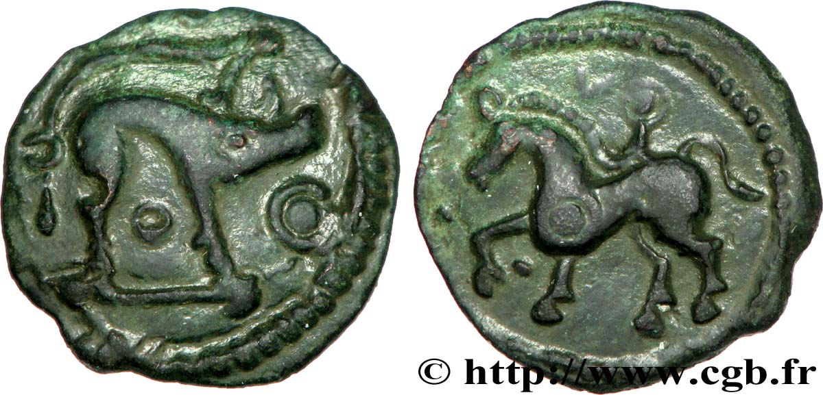 GALLIEN - BELGICA - AMBIANI (Region die Amiens) Bronze au sanglier et au cheval fVZ