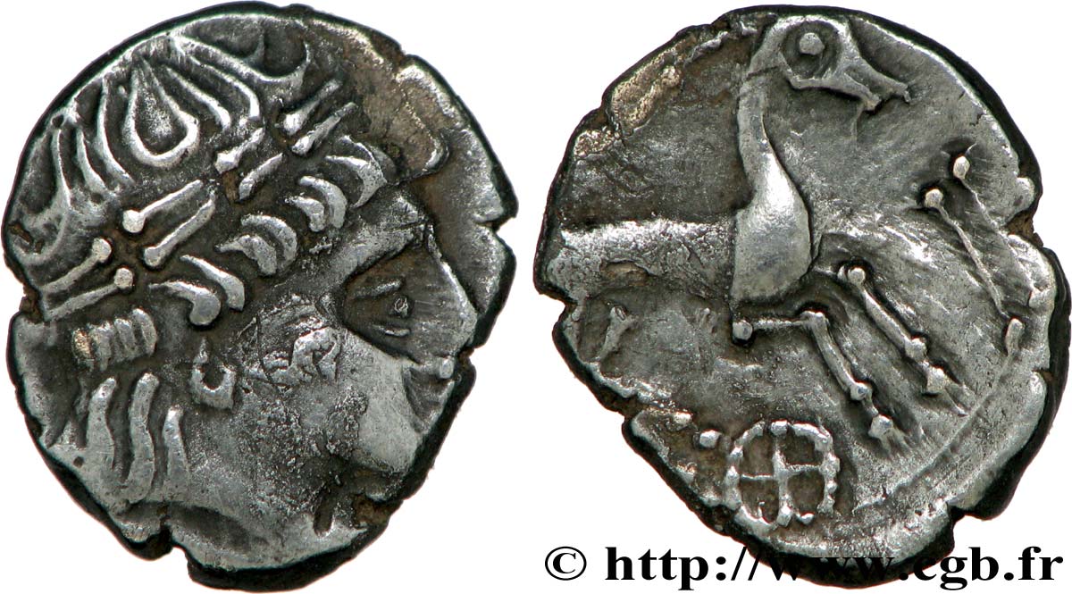 ALLOBROGES (Région du Dauphiné) Denier au cervidé et à la roue, tête à