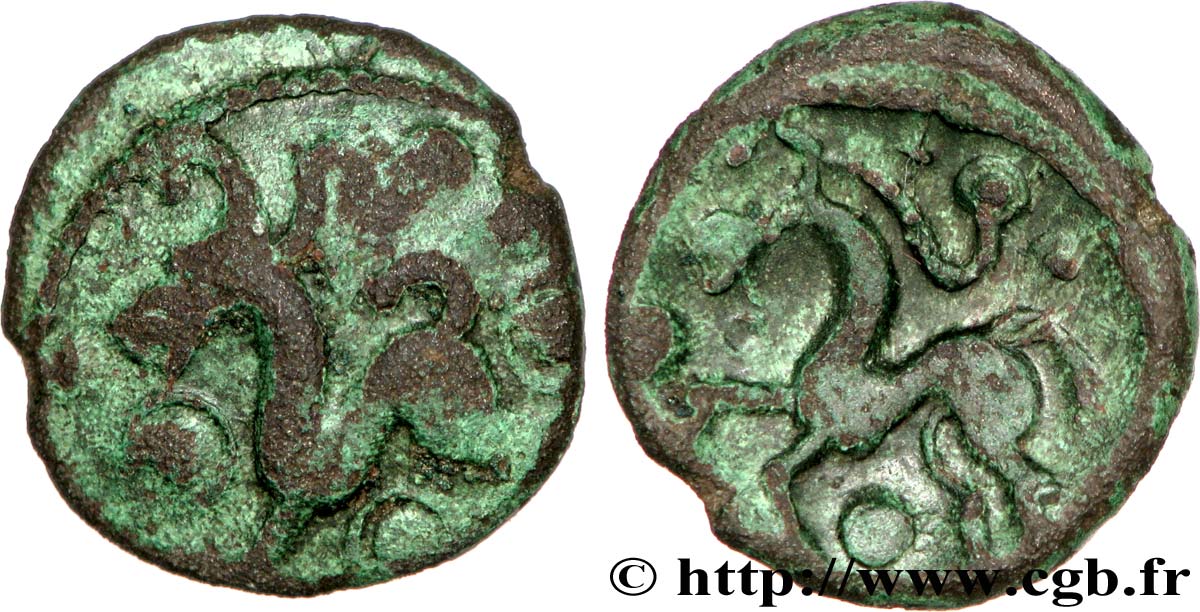 GALLIA BELGICA - AMBIANI (Area of Amiens) Bronze au cheval, “type des dépôts d’Amiens” VF/XF