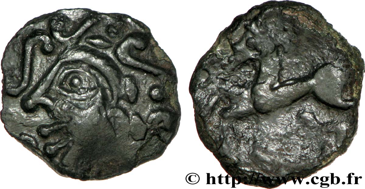 GALLIA - AULERCI EBUROVICES (Area of Évreux) Bronze au cheval et au sanglier AU/XF